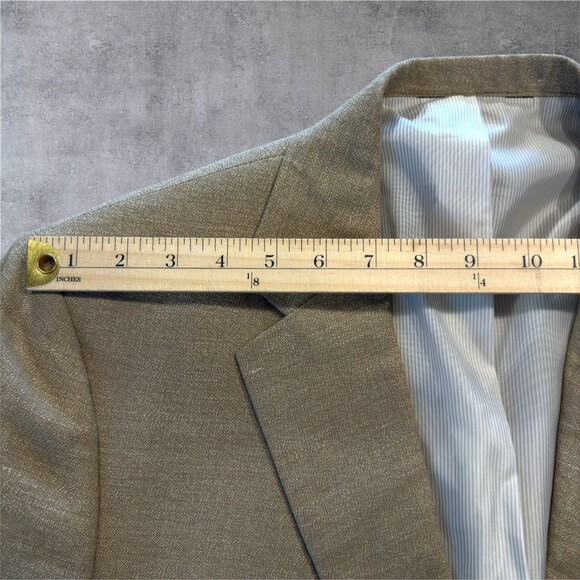 JOS A BANK Mens Blazer 44R LINEN/WOOL Taupe Sport Coat Two Button Jacket Suits - Picture 7 of 16